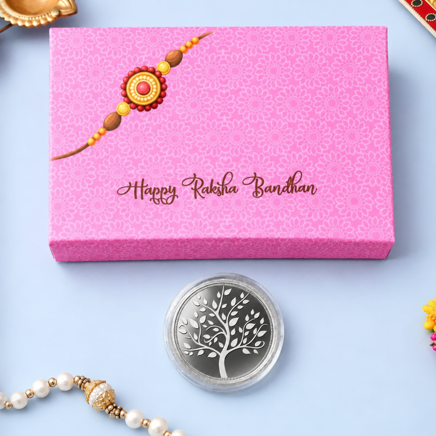 Blessed Banyan Tree 1g 999 Silver Rakhi Gift Coin