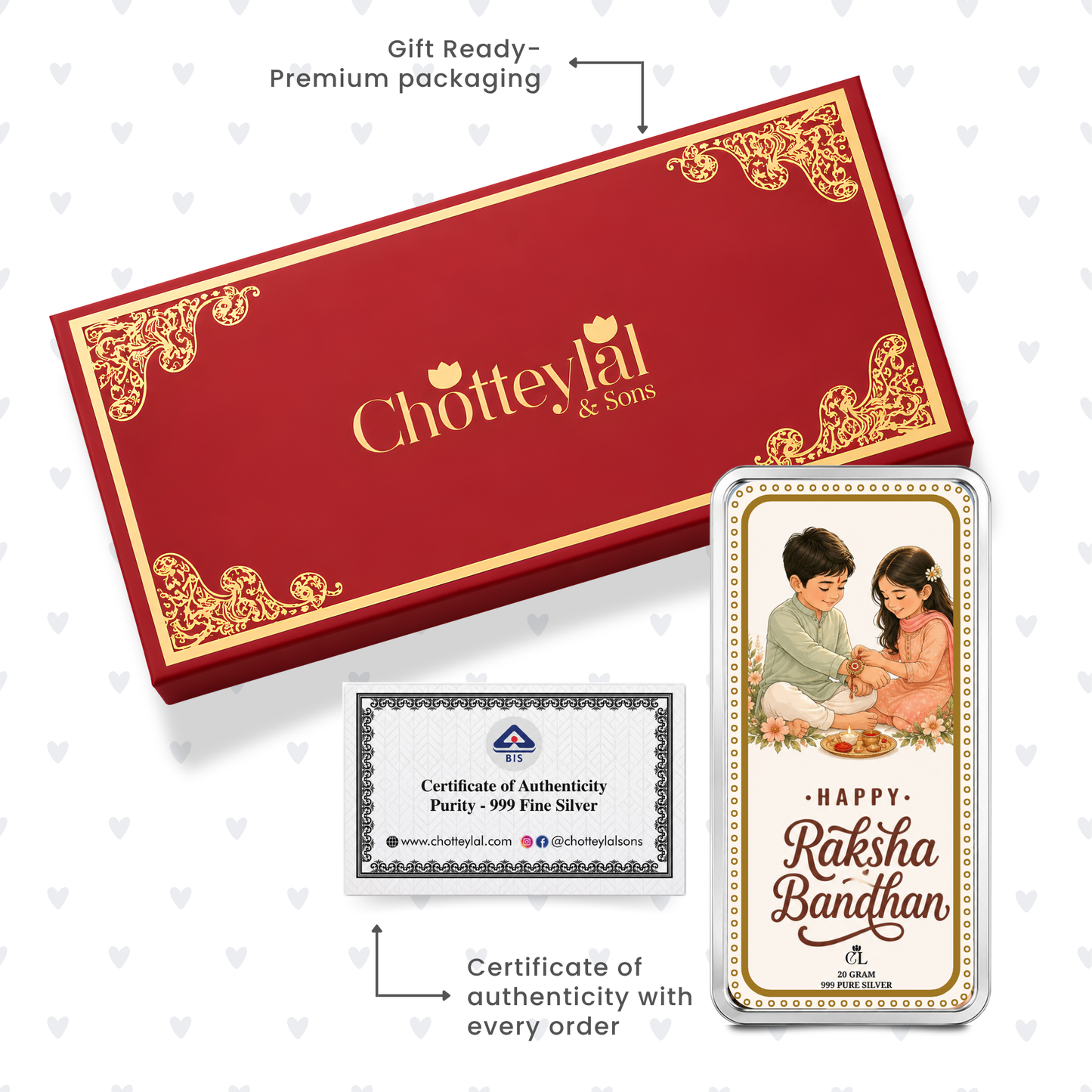 Timeless Sibling Bond Personalised Raksha Bandhan Silver Bar Gift