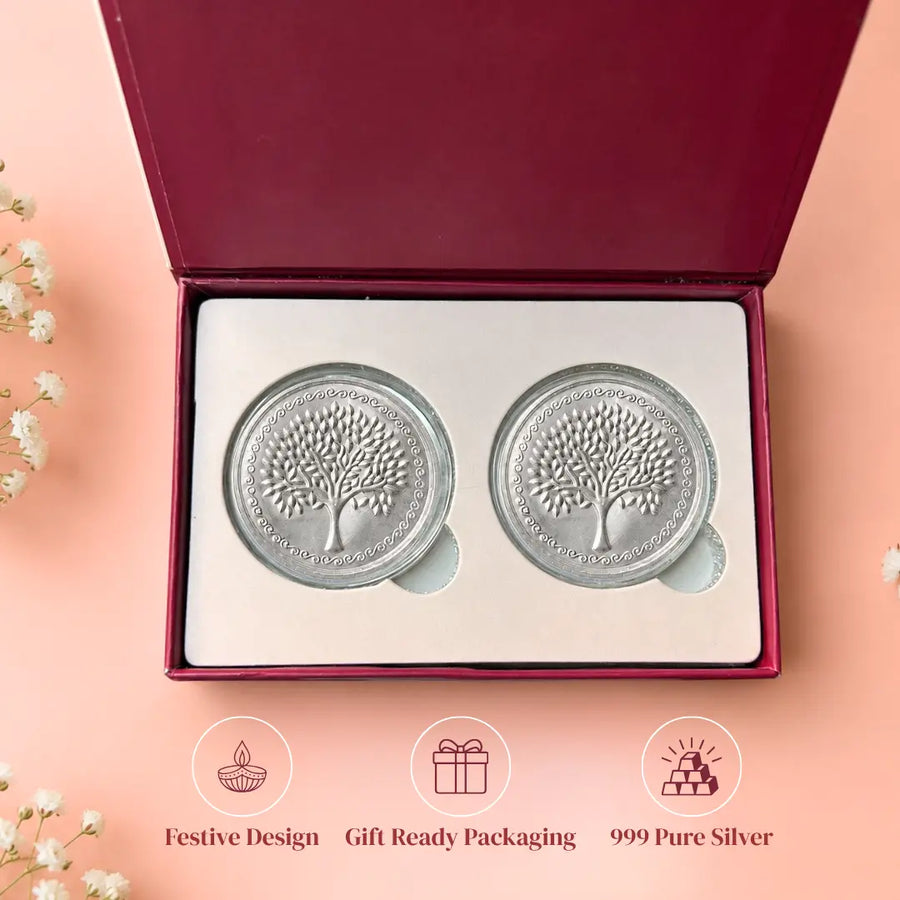 2g Silver Coin Set Red Rakhi Gift Box