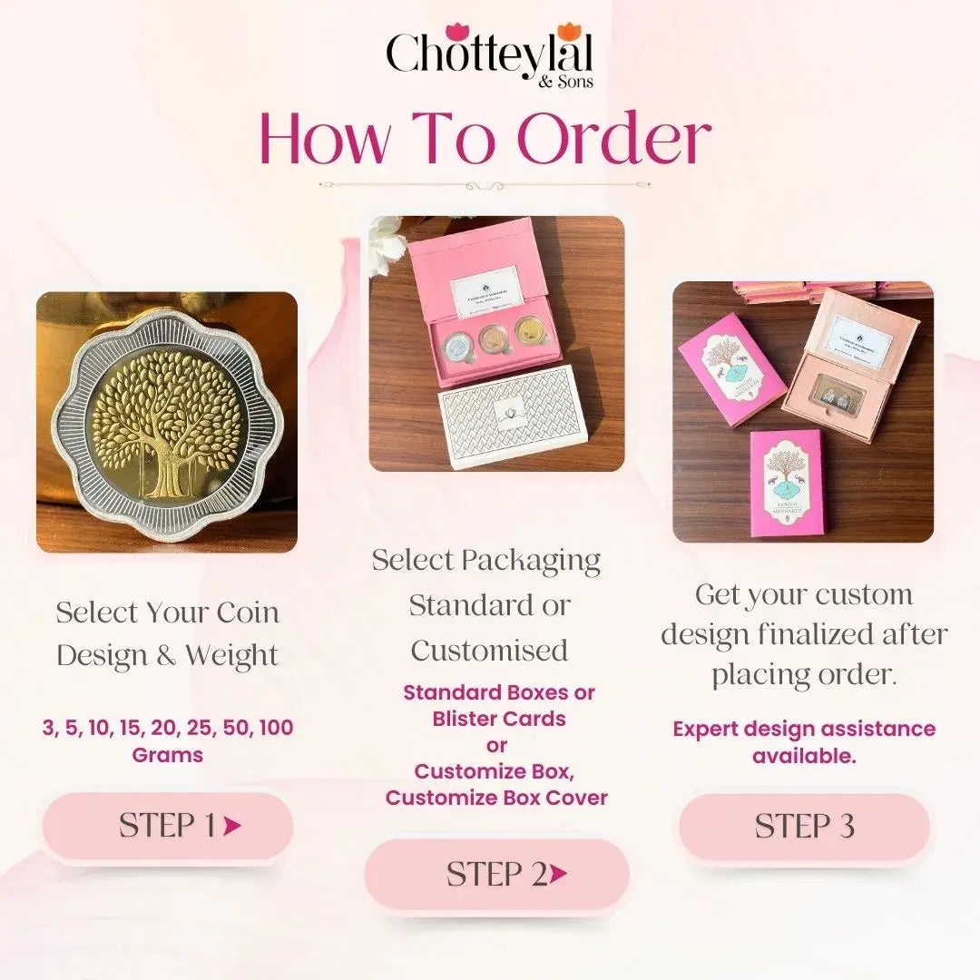 Banyan Tree, Silver, Round Shape, Set of 2 (10 Gram Each), Best Wishes Cover, 999 Purity Silver Coin - Ready To Ship