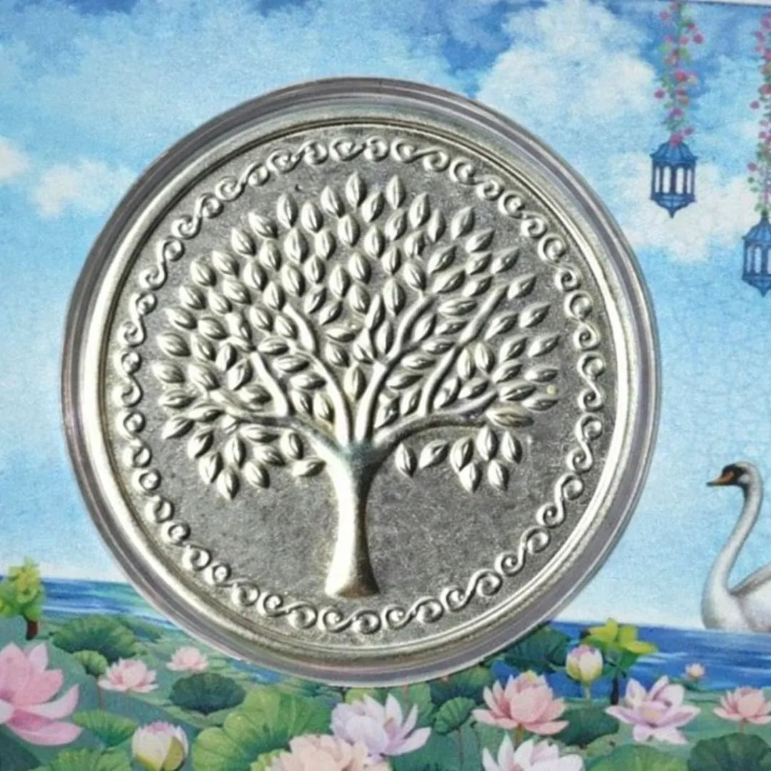 2 g Silver Coin Lotus Swan Card - Symbol of Purity & Prosperity