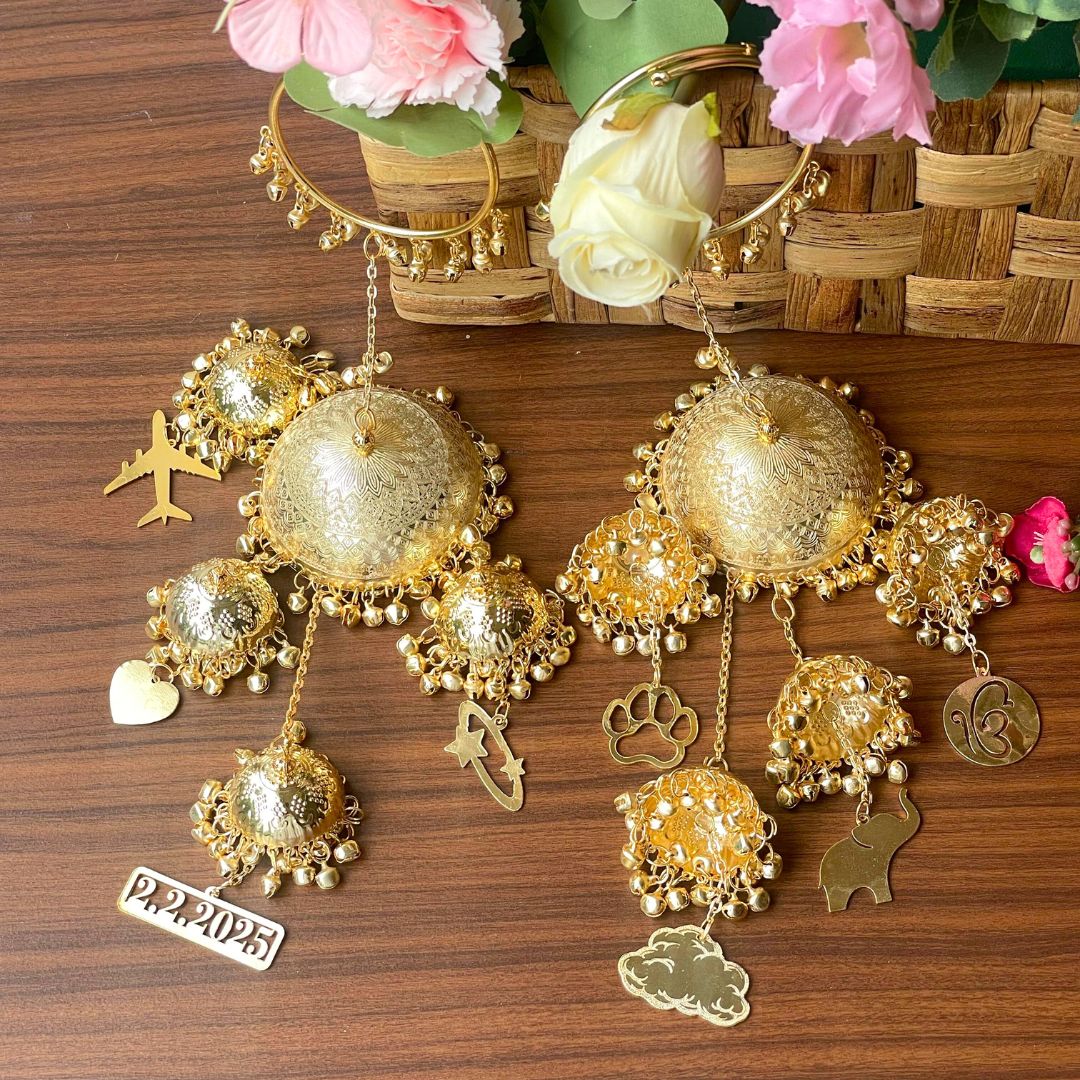 Golden Parineeti Chopra Inspired Short Bridal Kaleera - Customizable With Unique Charms