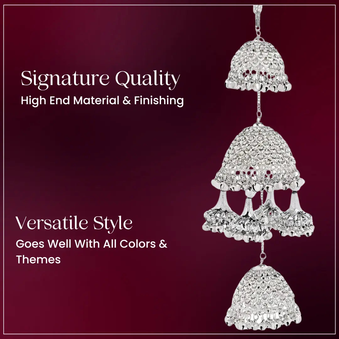 Oxidized Triple Dome Silver Bridal Kalira