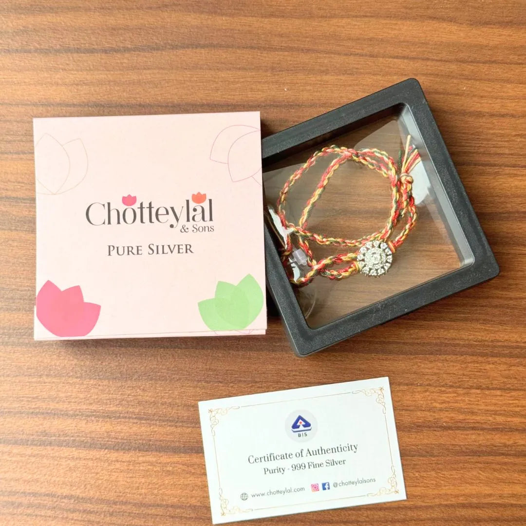 Vivid Grace – Colourful Thread Stone Rakhi for Brother