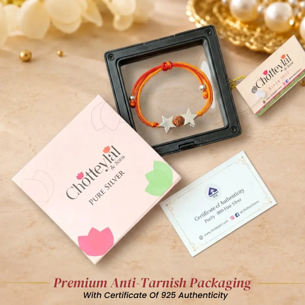 Celestial Spark Rakhi – Star Elegance Crafted in 92.5 Sterling Silver