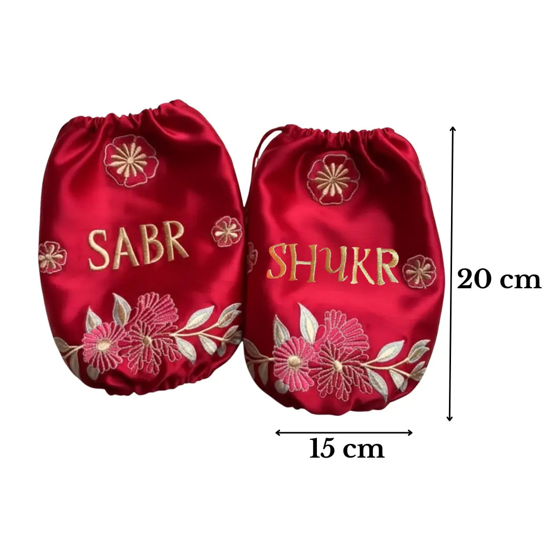 Sabr Shukr Red Chooda Cover – Premium Satin Bridal Essential