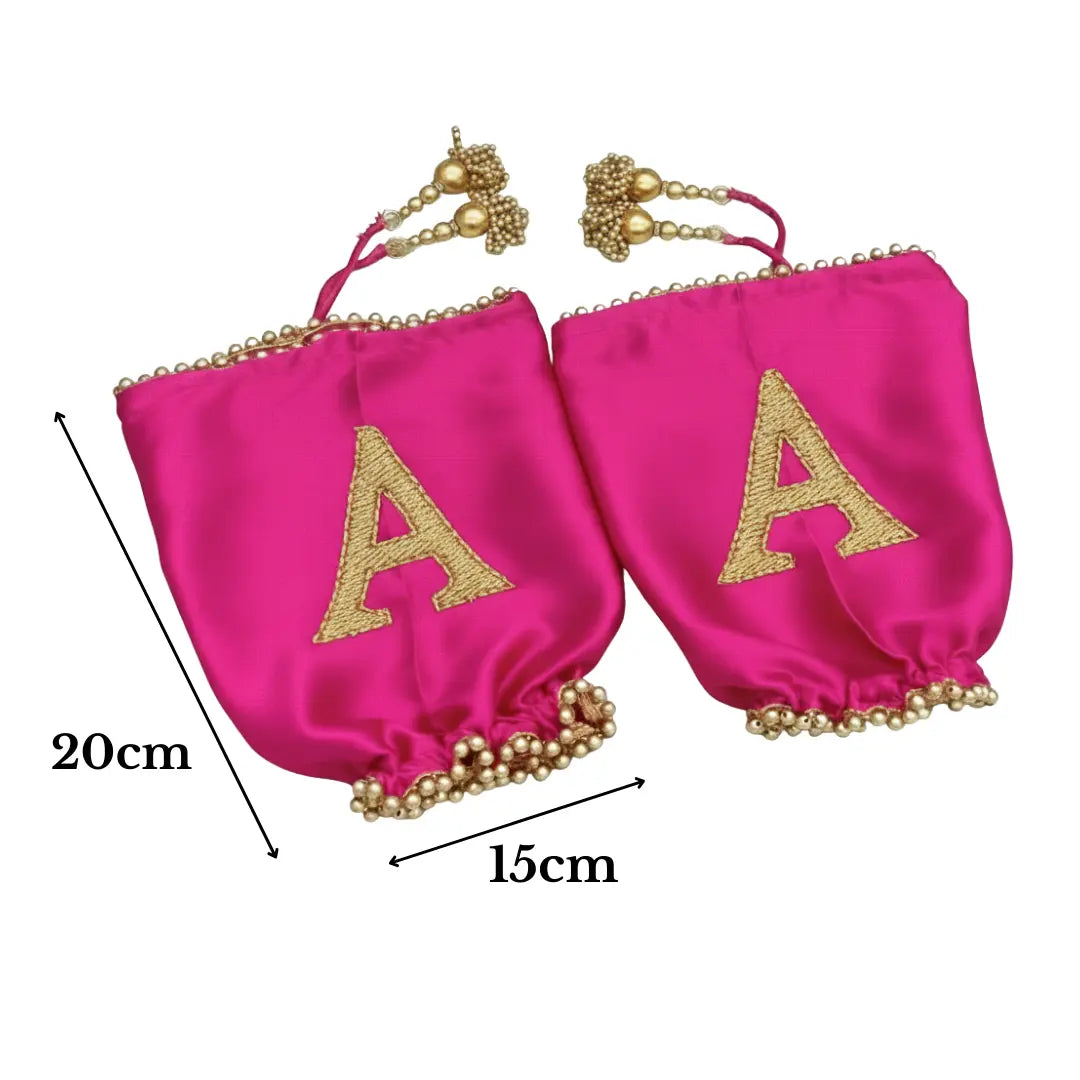 Parineeti Chopra Inspired Pink Satin Chooda Cover With Pearl Bead Tassels & Customisable Logo