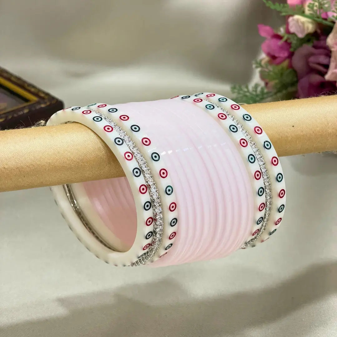 Contemporary Minimalist White Elegance Chooda with AD Accents