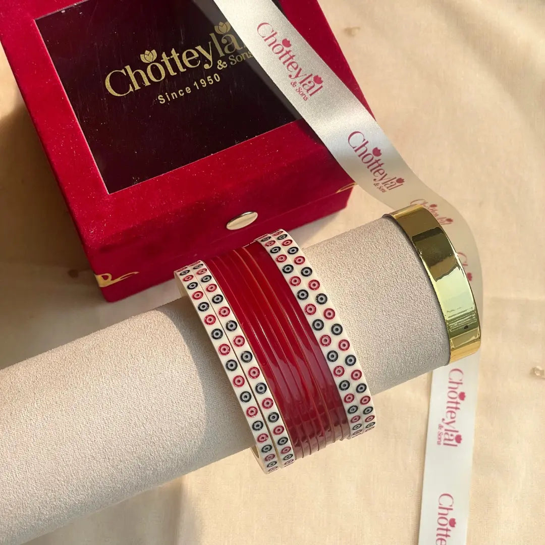 Pure Pearl Classic Heritage Diamond Maroon Chooda Set of 11