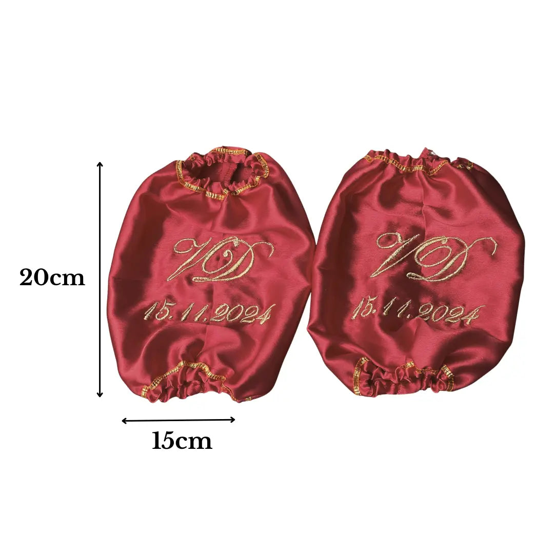 Elegant Satin Maroon Chooda Cover with 1 Line Text | Chotteylal and Sons
