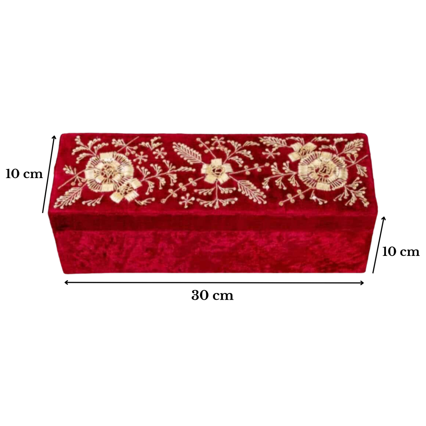 Dark Red/Maroon Velvet Chooda Box | Bange Box With Floral Design