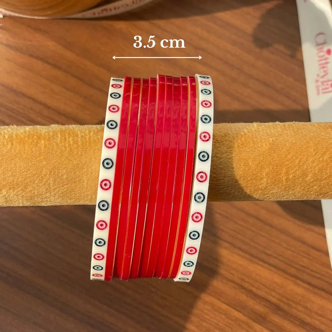 Dark Red Semi Pearl Bridal Chooda Set of 11