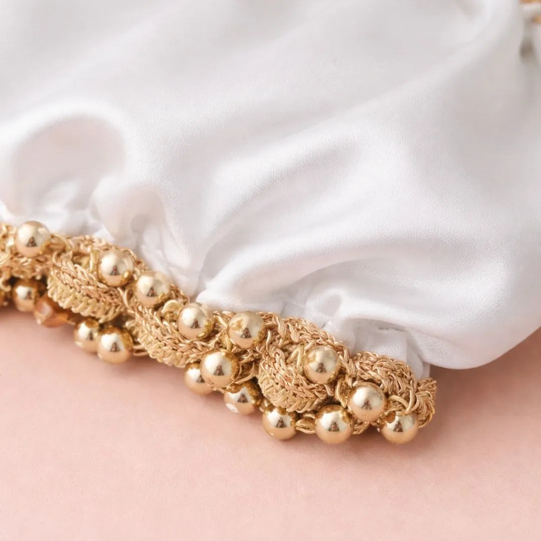 Om Luxury Fabric White Gaana Cover for Wedding Rituals