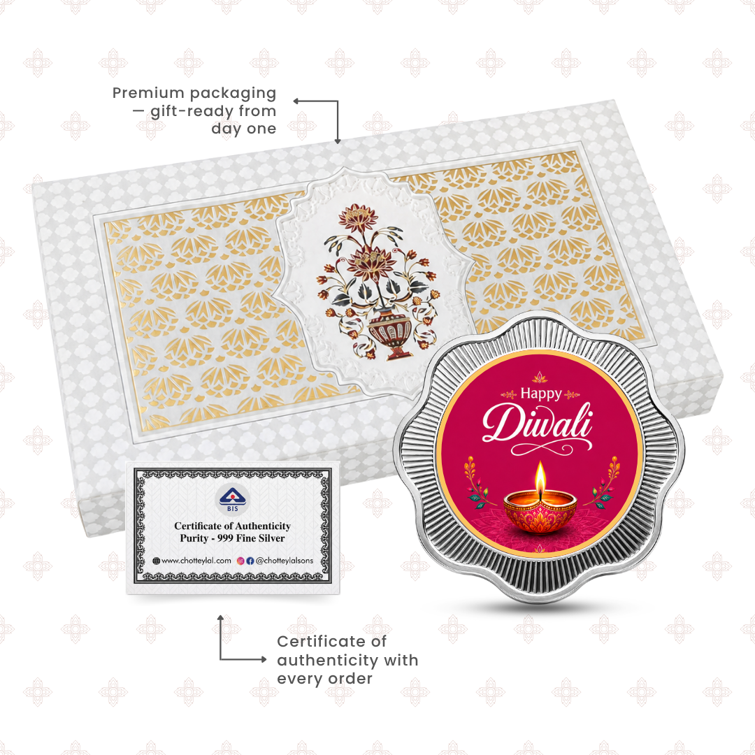 10g Happy Diwali 999 Pure Silver Coin | Premium Festive Gift