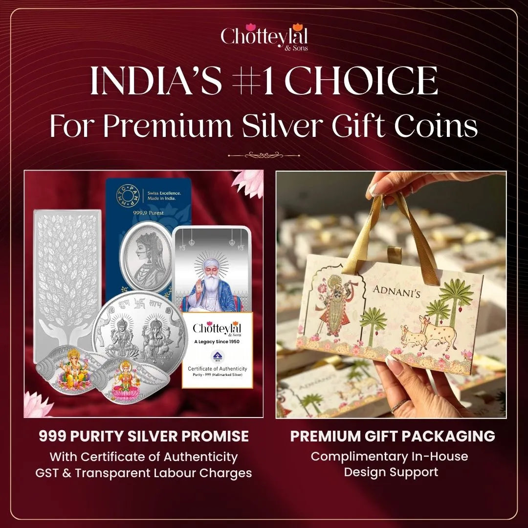 Raksha Bandhan Musical Box With 40 Gram (10 Gram Each) UV printed Silver Coin and Playing Cards - 999 Purity Silver Coins