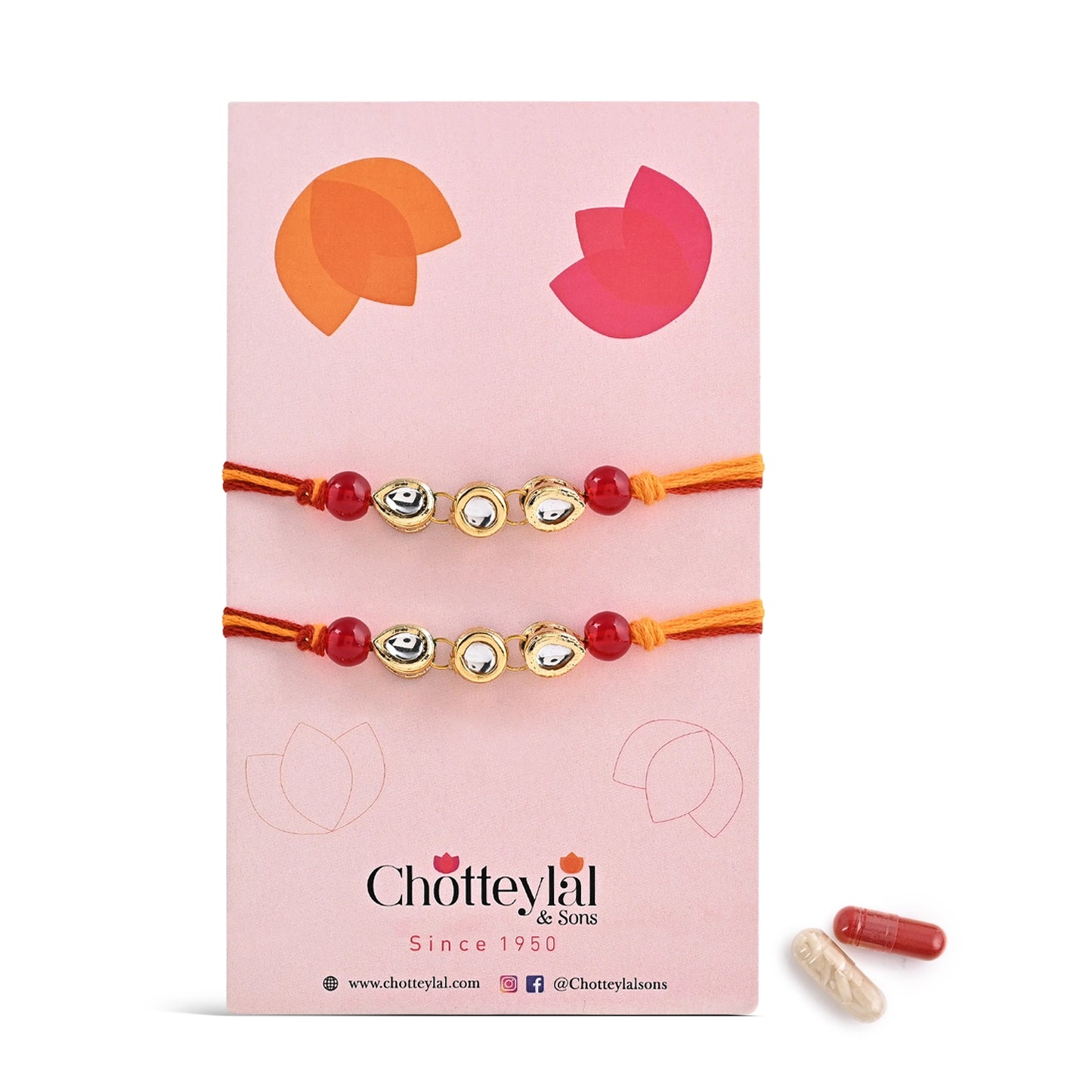 Classic Kundan Mens Rakhi - Set of 2