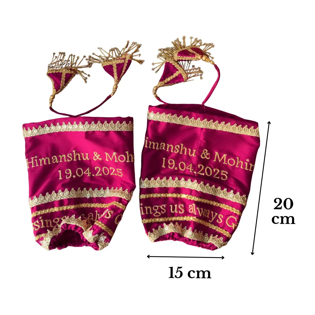 Blessings Always Guruji Baby Pink Chooda Cover – Custom Satin Bridal Cover