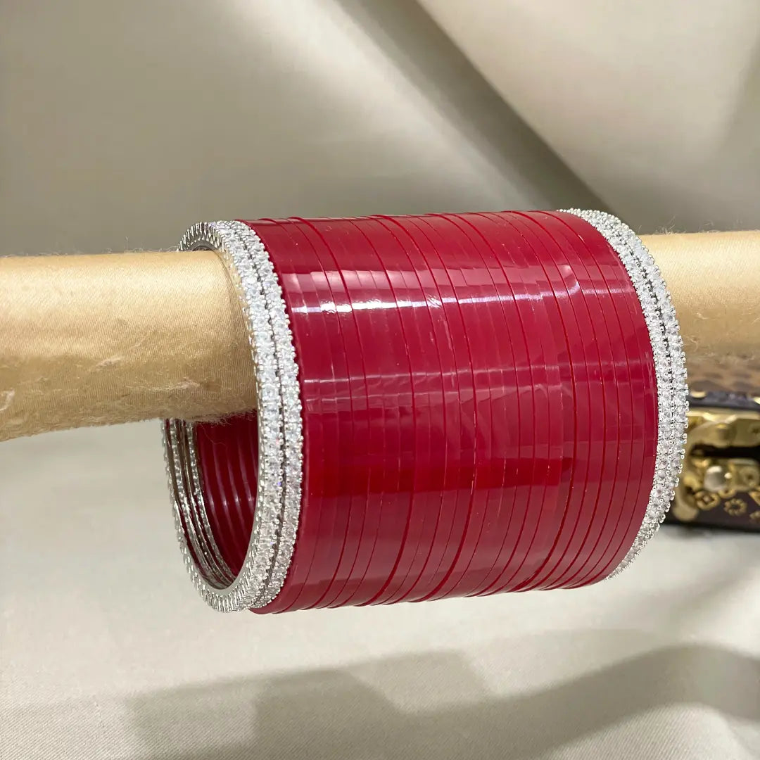 Contemporary Punjabi Red Classic Radiance Chooda with AD