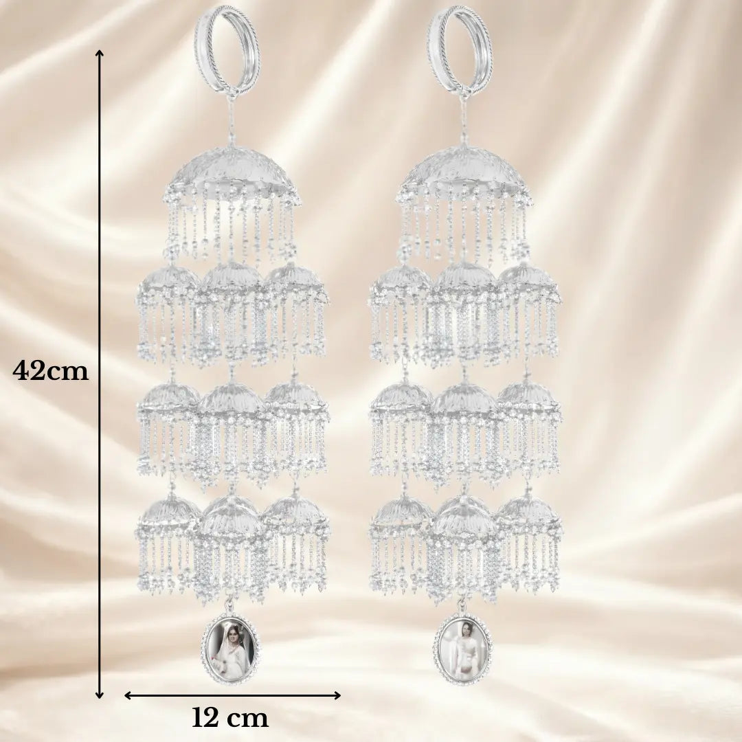 Silver Globe Trotter Bridal Kalira – Customizable with Butterfly Motifs & Initials/Photo