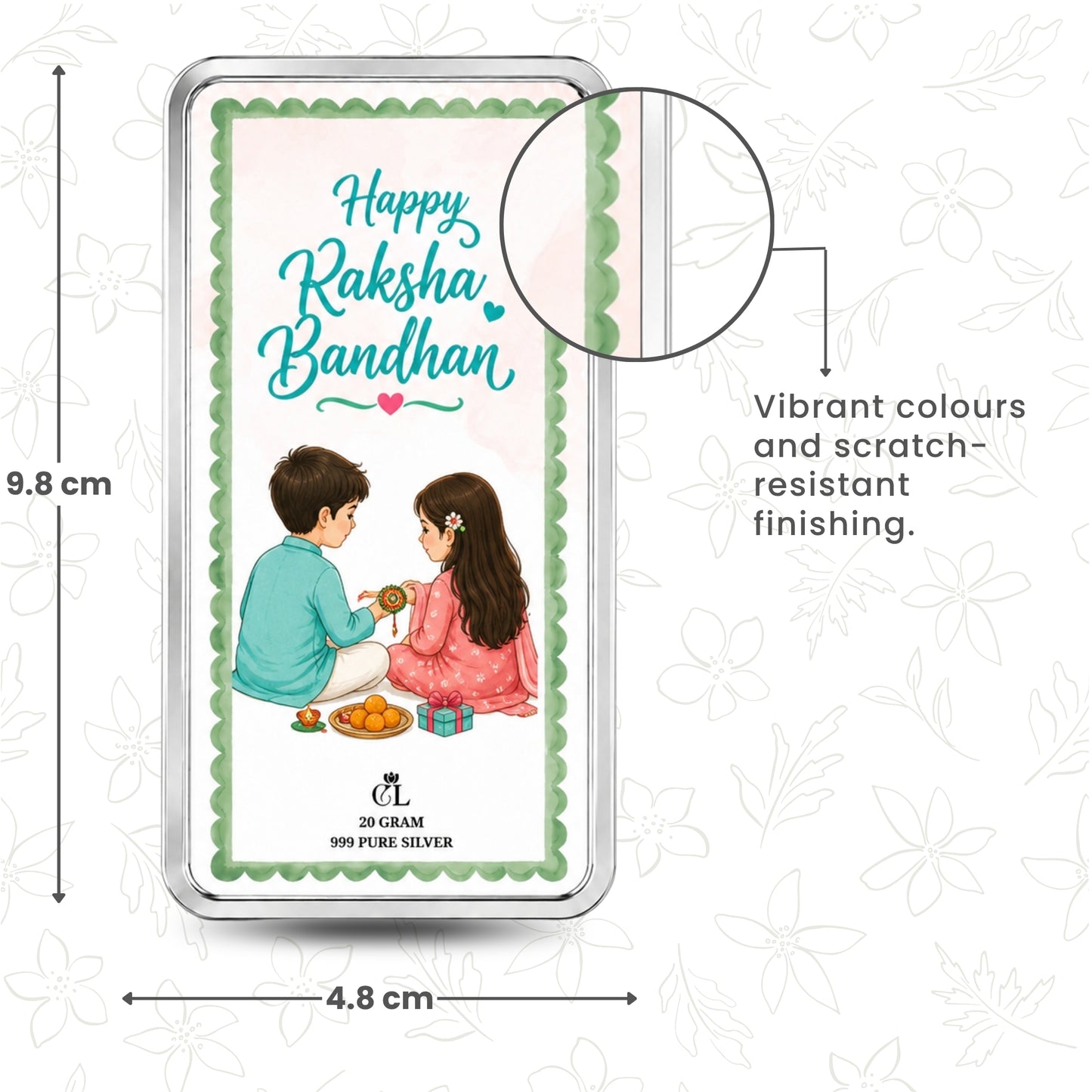 Heartfelt Sibling Love Personalised Raksha Bandhan Photo Silver Bar Gift