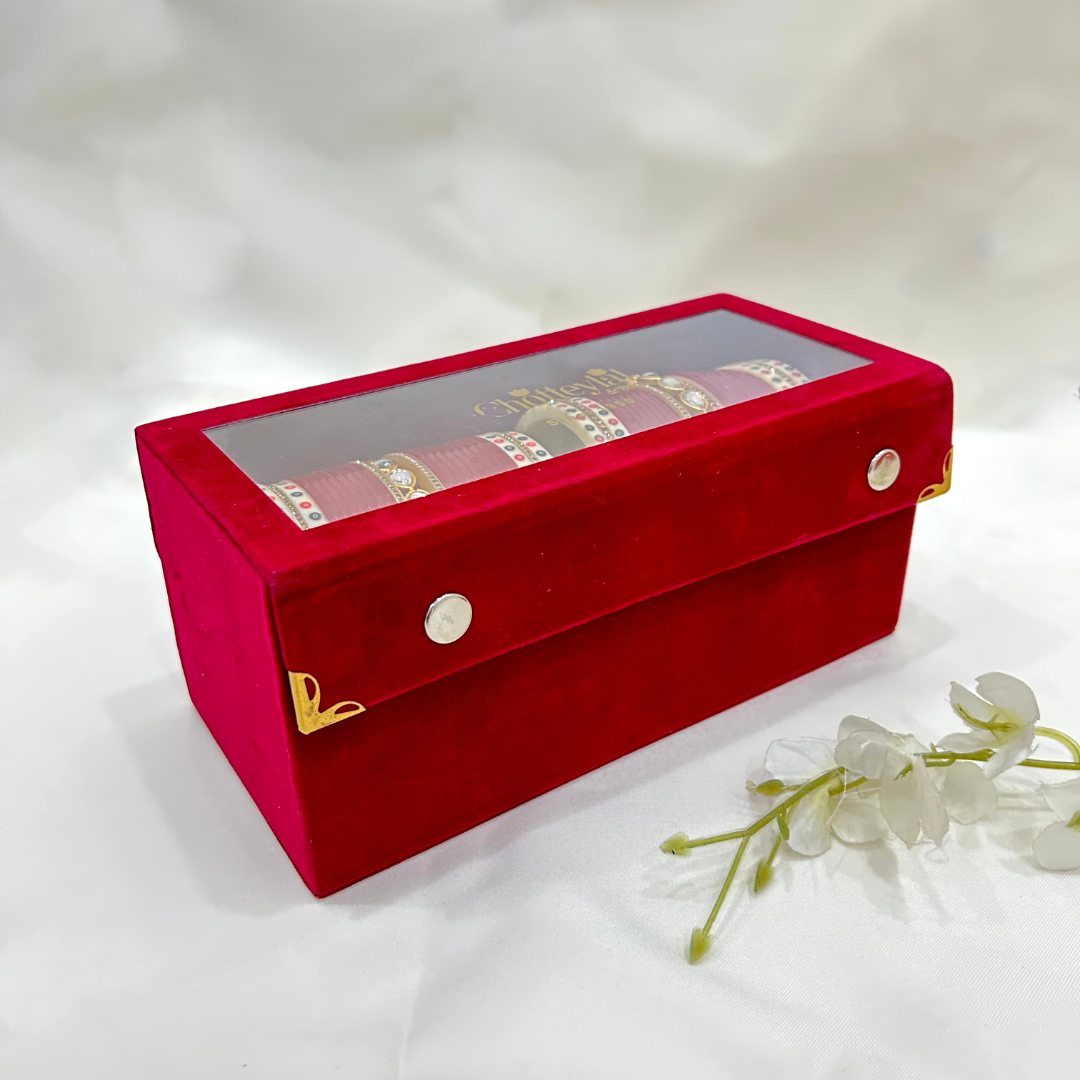 Semi Pearl Garden Muse - Classic Ruby Red Chuda | Chura | Chooda