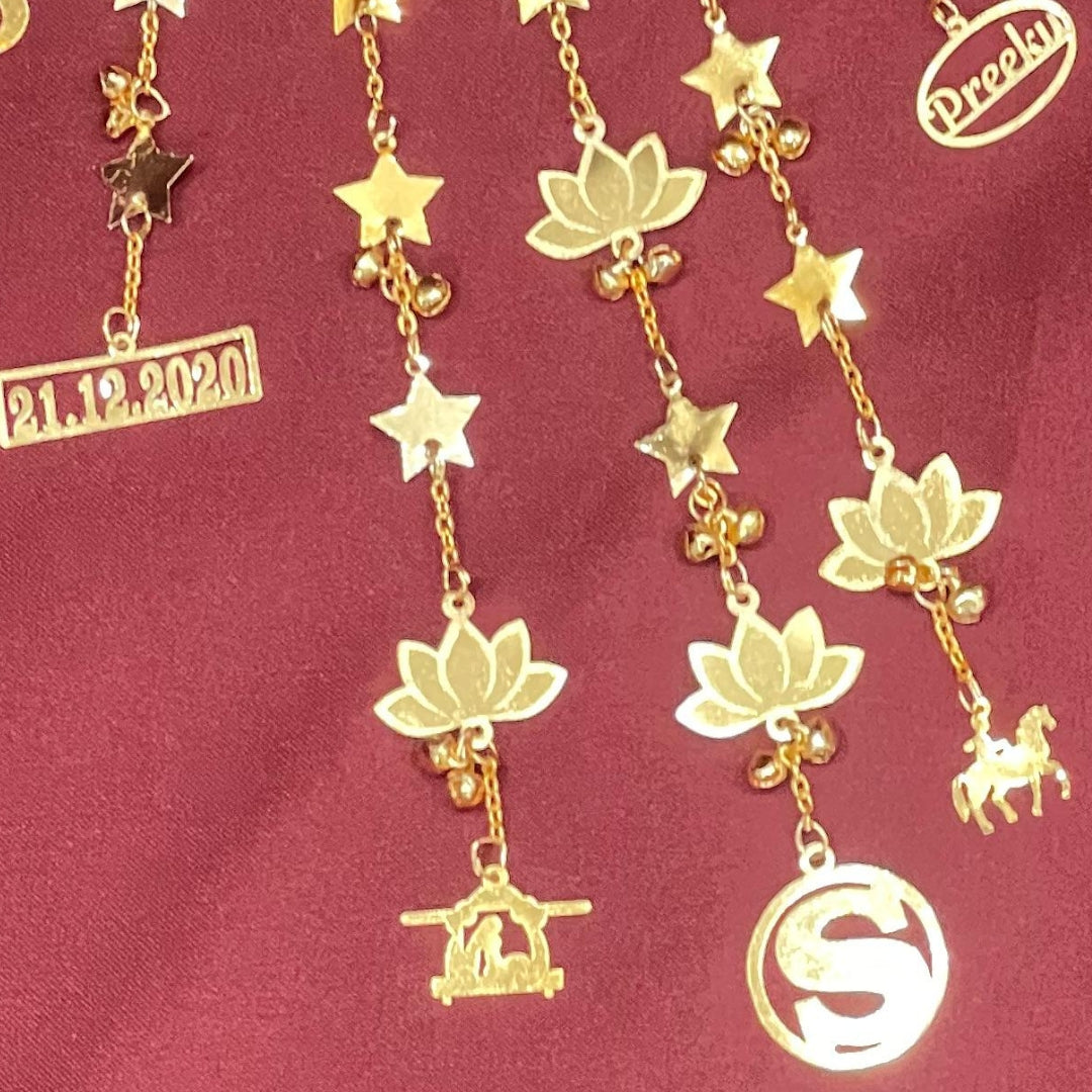 Golden Bollywood Inspired Starry Nights Bridal Kaleera - Customizable With Unique Charms