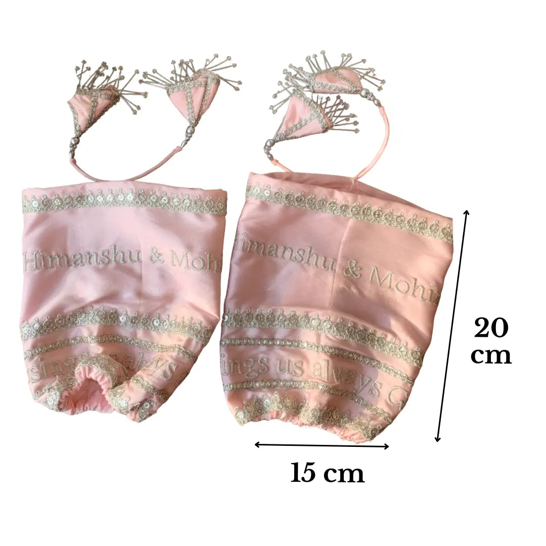 Blessings Always Guruji Baby Pink Chooda Cover – Customizable Satin Bridal Cover