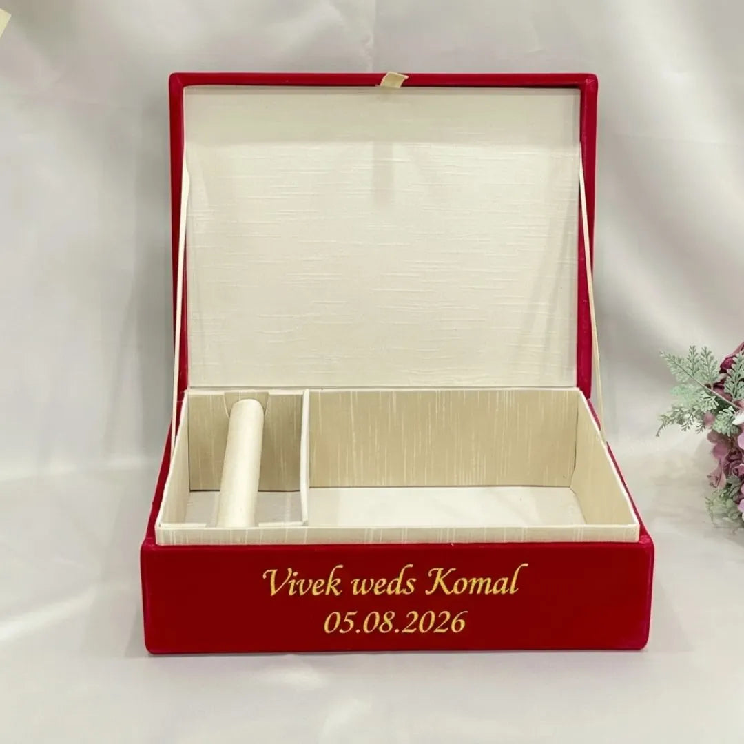 Royal Ganesh Ji Chooda Box for Traditional Weddings with 2 Line Text