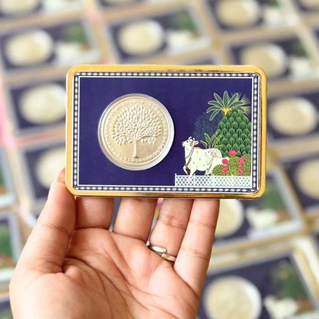 1 g Silver Coin Kamdhenu Divine Card - For Auspicious Gifting