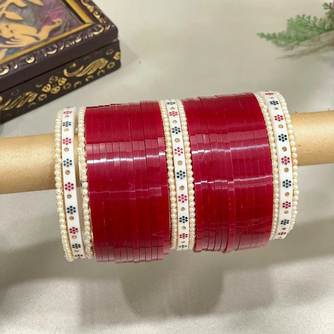 dark red bridal chura