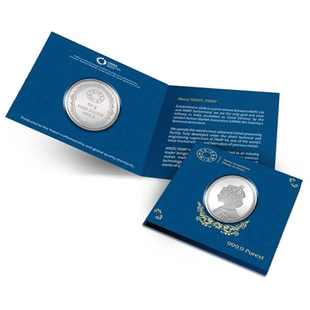 MMTC Queen of England, Silver, Oval Shape, Single (50 Gram), 999 Purity Silver Coin - Ready To Ship