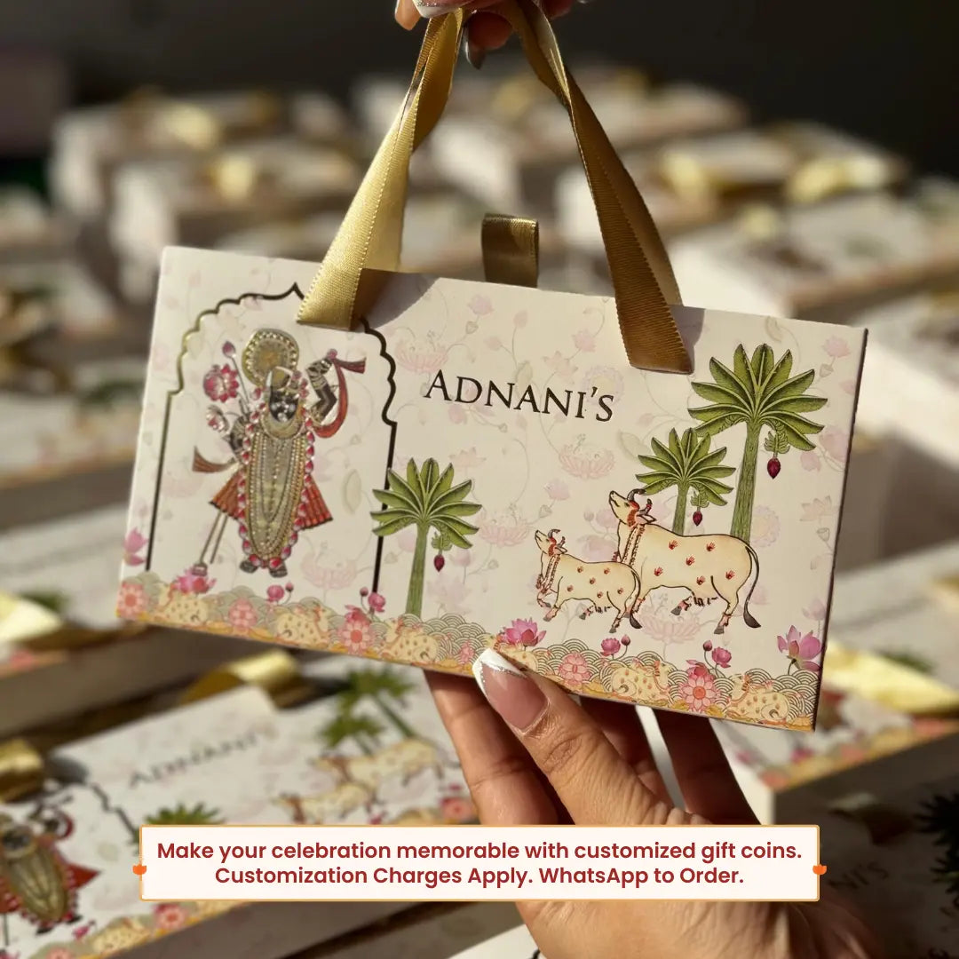 Ashirwaad Two Elephant Design, Rose Gold Finish, Dollar Shape, 20 gm Each , 999 Silver Coin Box Set – Ready to Ship