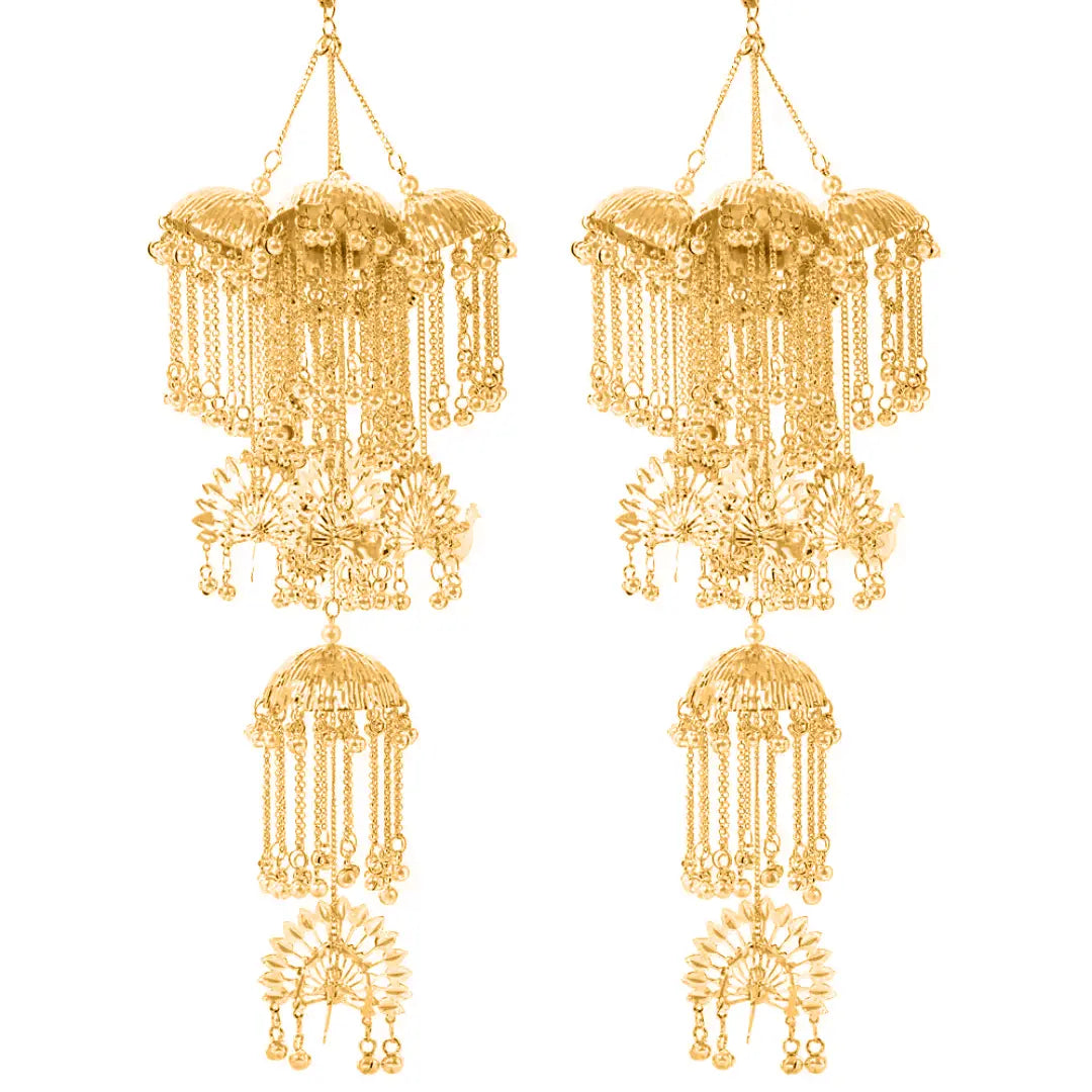 Shreya Gera - Maroon Hand Finished Designer Chooda With Flower Dots & Shimmer Bangles & Indo-Western Golden Bridal Kaleera