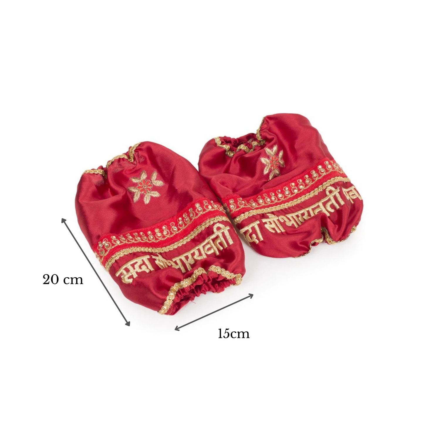 Red Satin Chooda Cover With Sada Saubhagyavati & Floral Motifs
