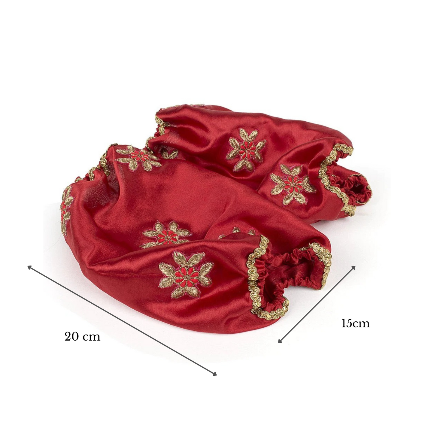 Red Satin Chooda Cover With Floral Design Made In Sequins