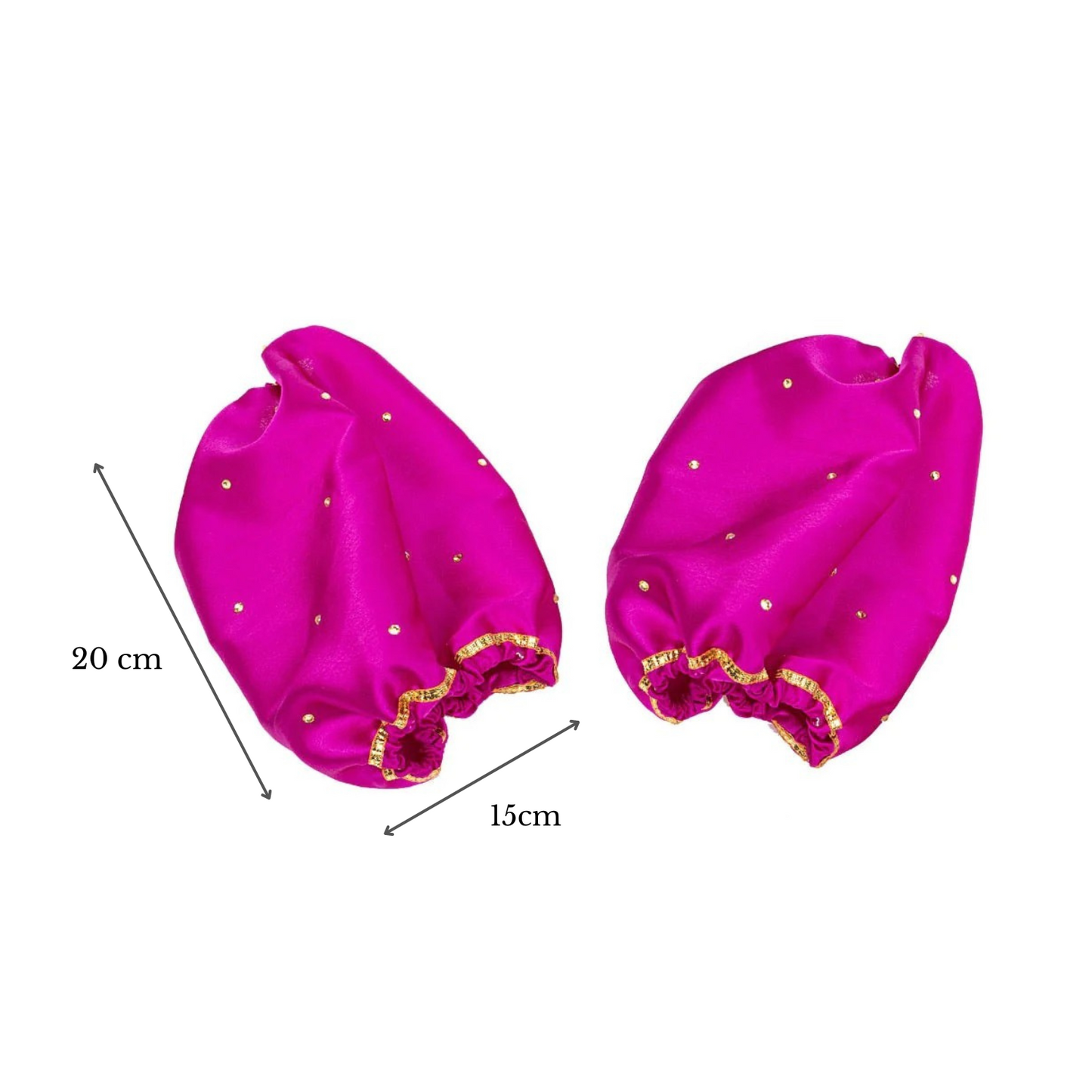 Pink Satin Chooda Cover With Golden Stones