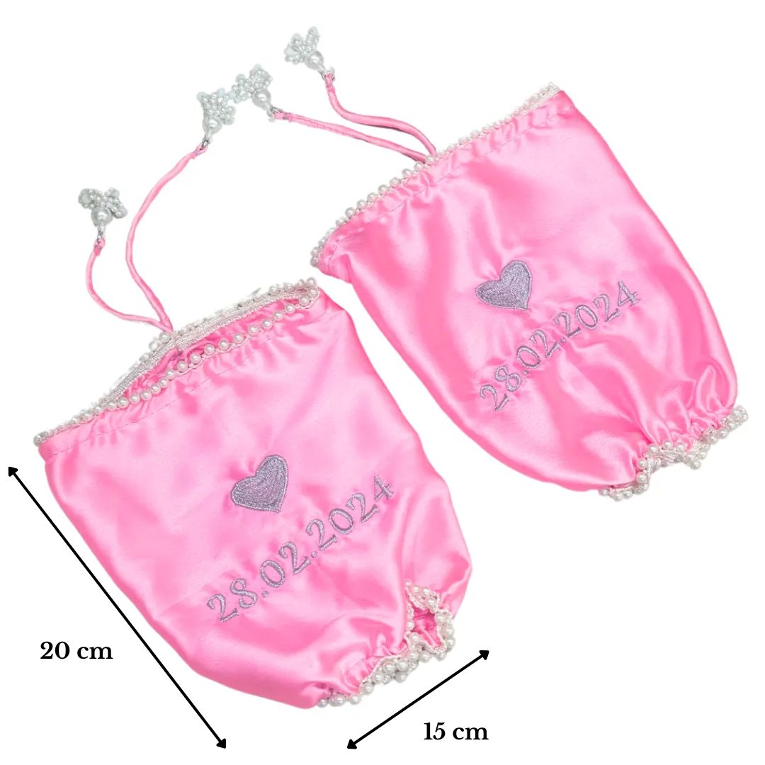 Parineeti Chopra Inspired Baby Pink Satin Chooda Cover With Pearl Beads - Customizable