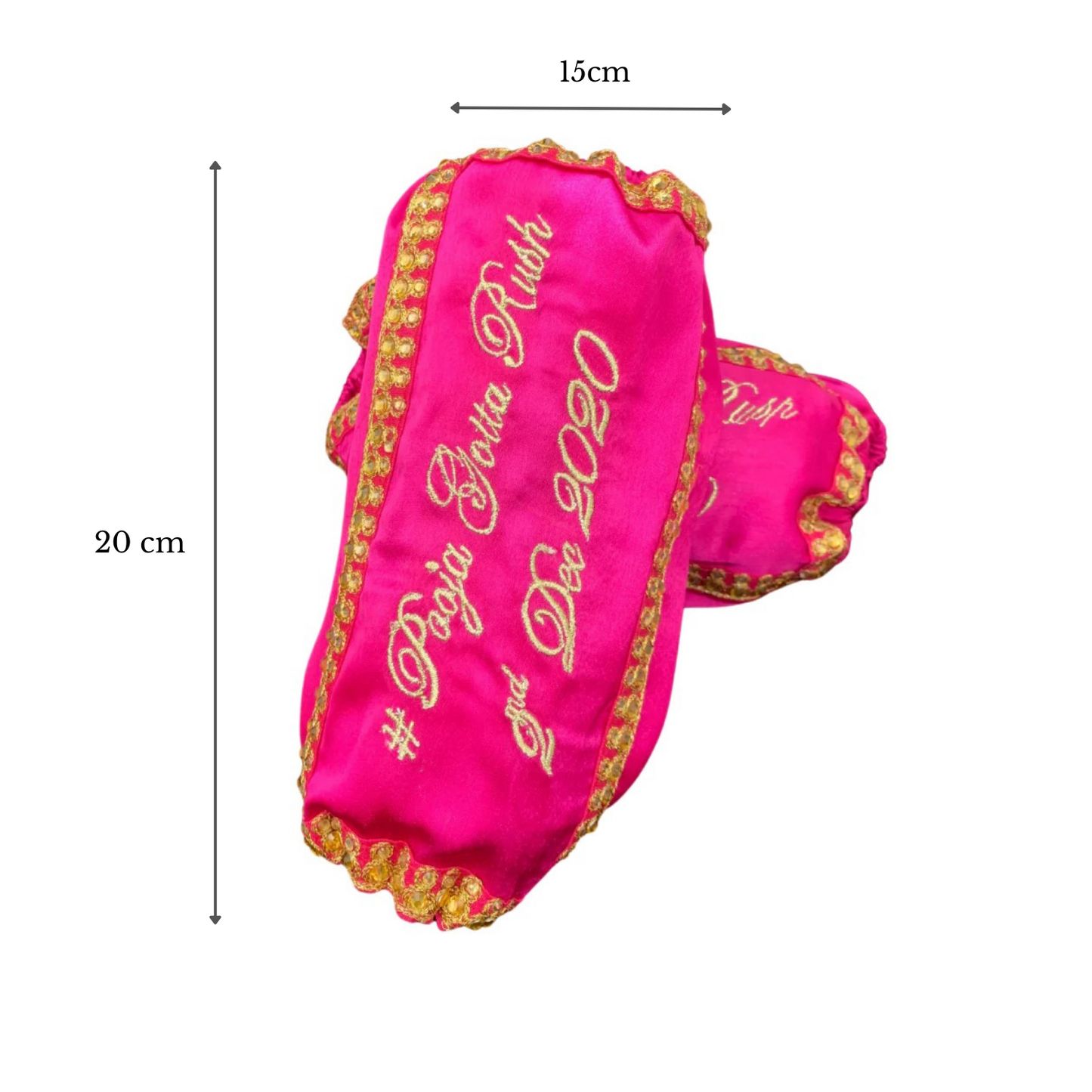 Customisable Pink Satin Chooda Cover With Golden Lace