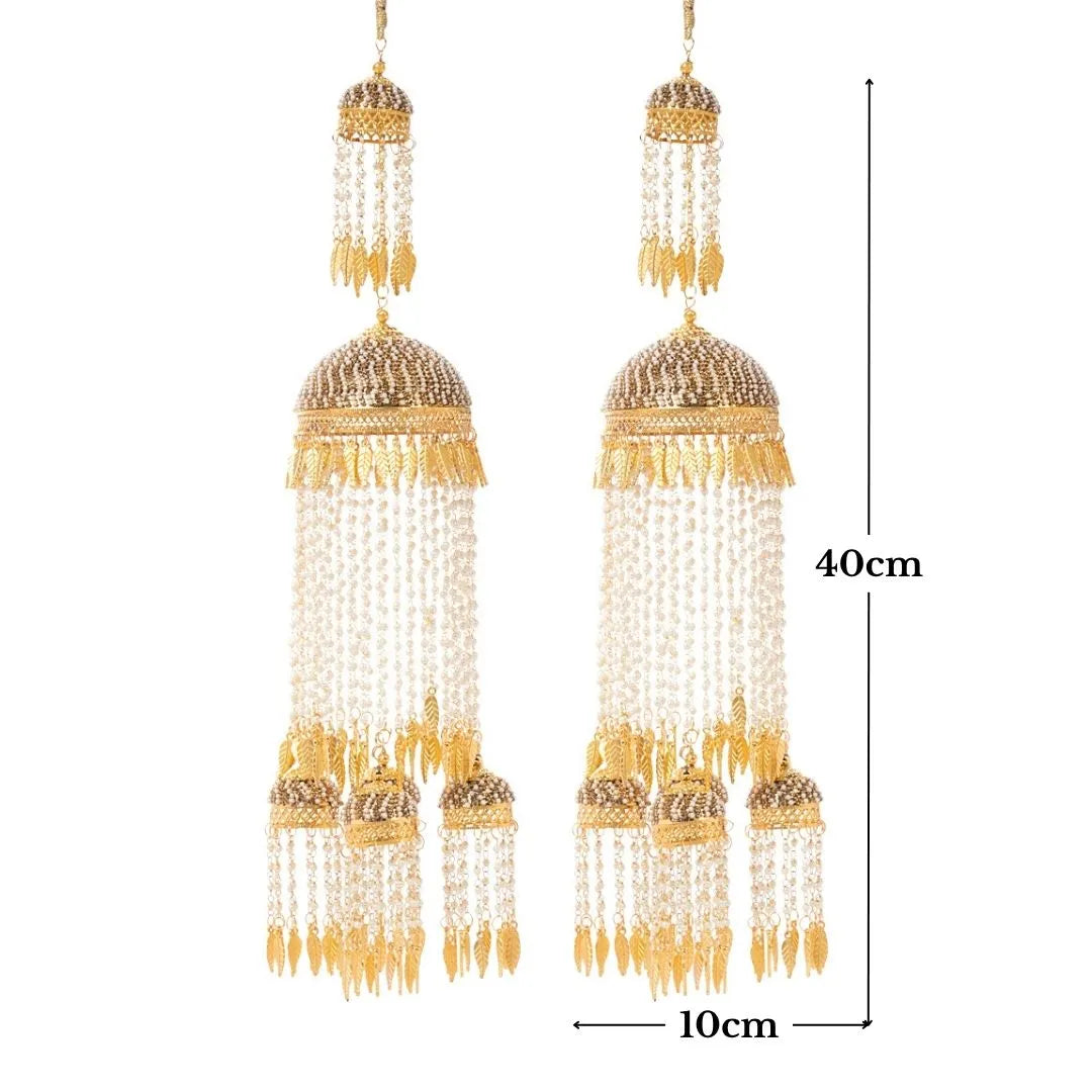 Golden Pearl Strings Double Layer Long Bridal Kaleera