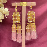 Golden Pearl & Pink Tassels Long Bridal Kaleera