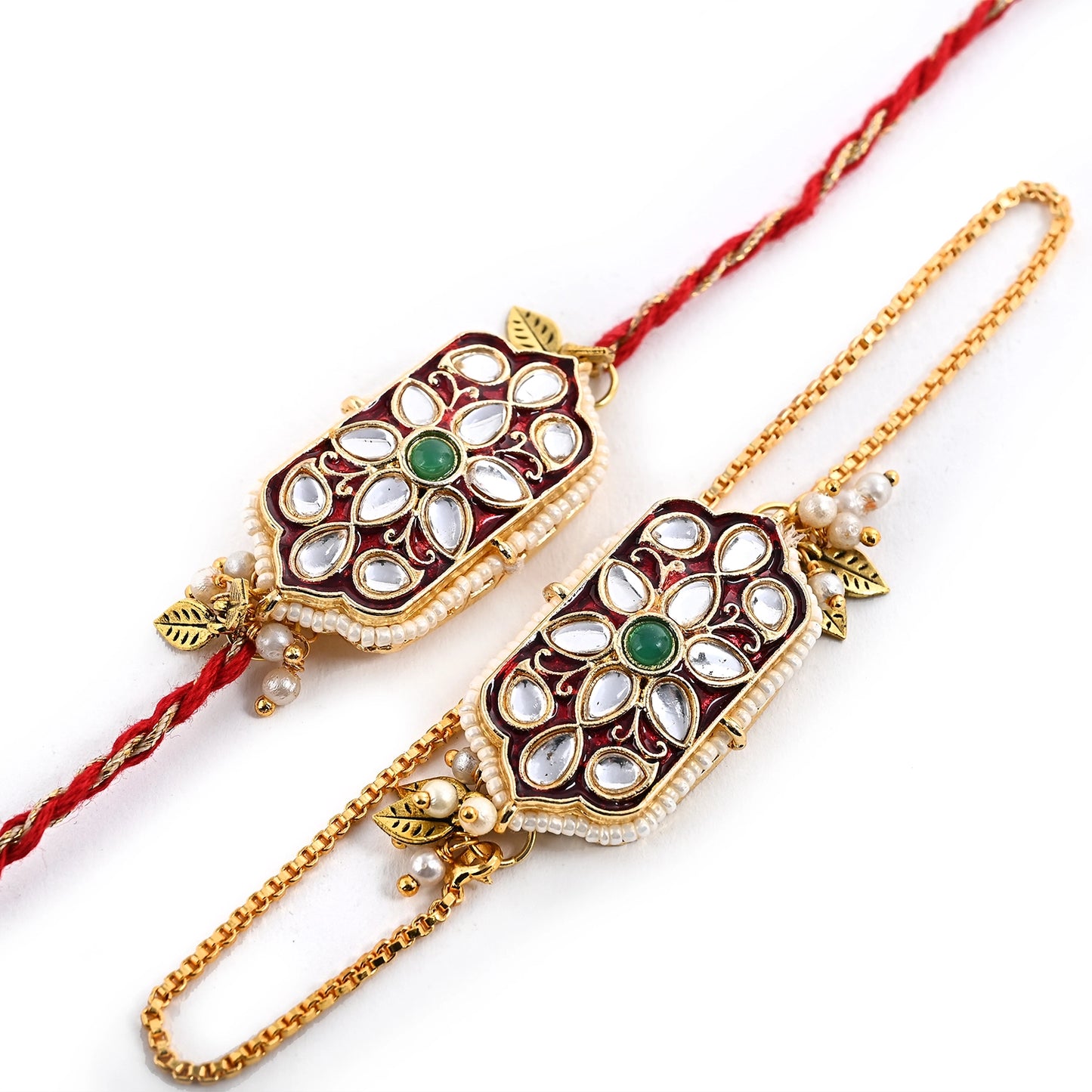Pair Rakhi - Beatiful Kundan , Pearl Work