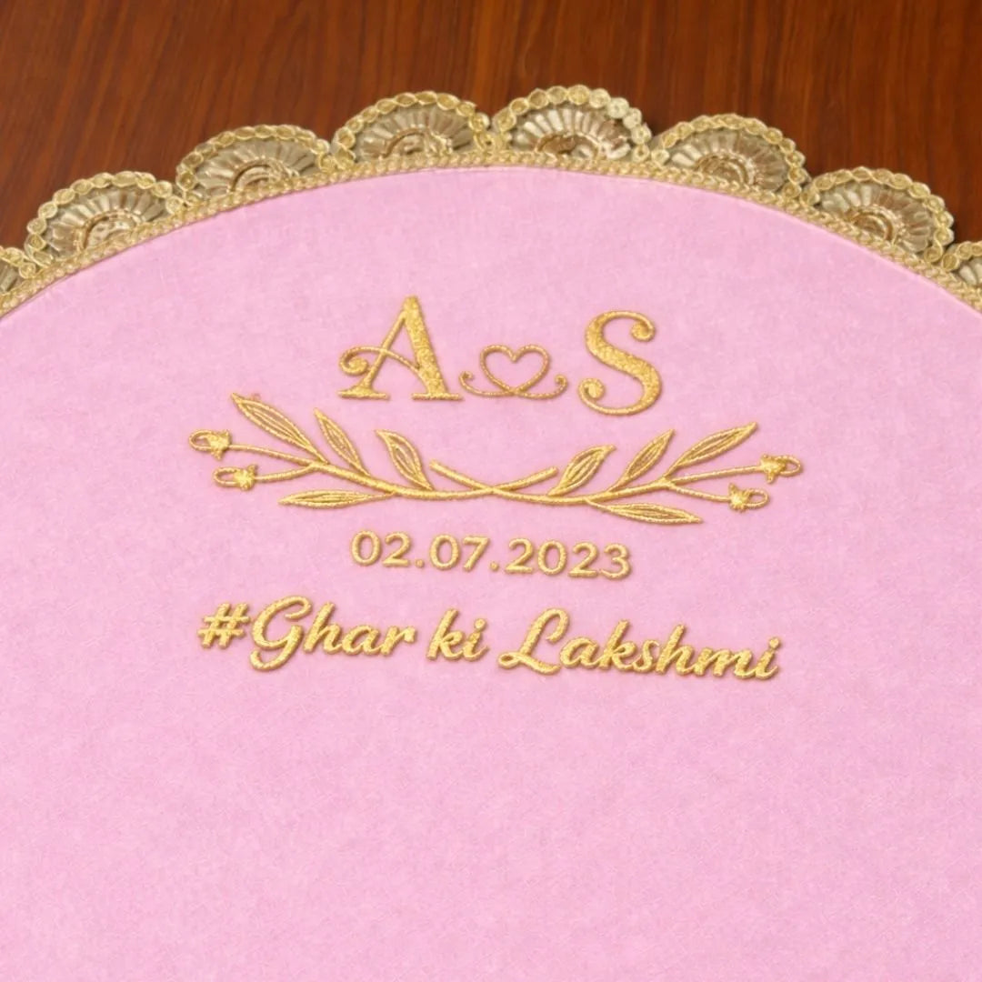 Unique Wedding Hand Thaapa with Logo and Two-Line Message