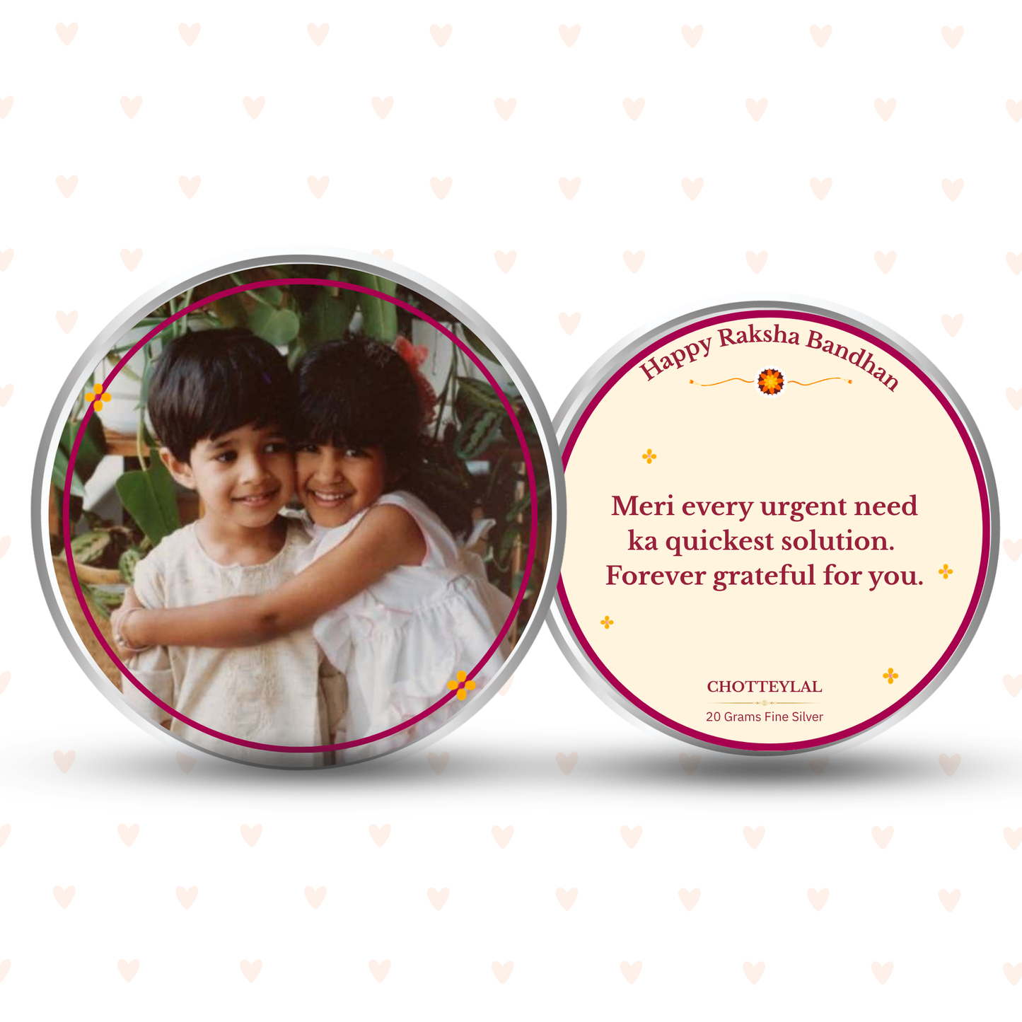 Before Instant Delivery, There Was You – Personalised Photo Silver Coin Raksha Bandhan Gift