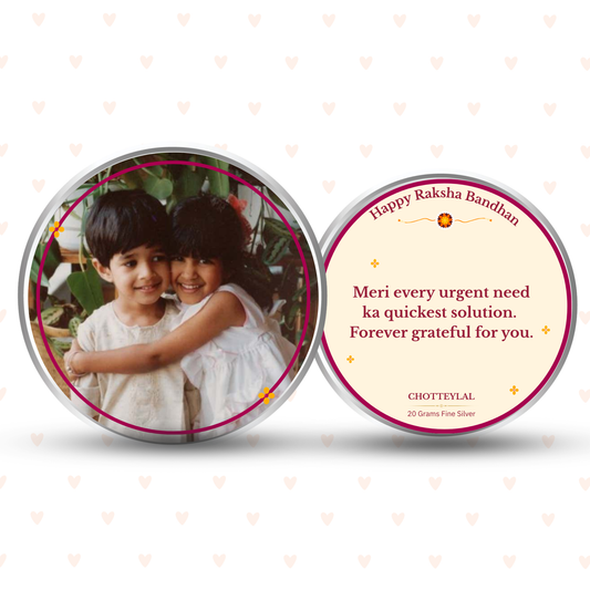 Before Instant Delivery, There Was You – Personalised Photo Silver Coin Raksha Bandhan Gift
