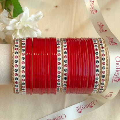 Pure Pearl Classic Heritage Diamond Dark Red Chooda Set of 31