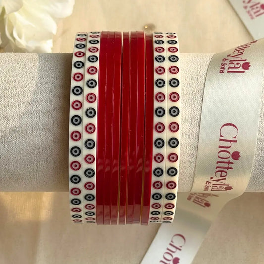 Pure Pearl Classic Heritage Diamond Dark Red Chooda Set of 11