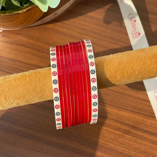 Dark Red Semi Pearl Bridal Chooda Set of 11