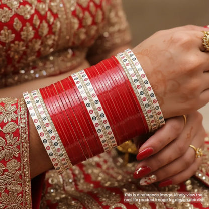 Semi Pearl Red Chooda Set of 31