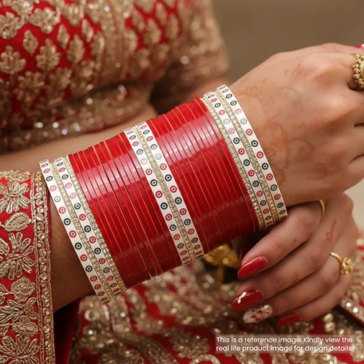 Semi Pearl Red Chooda Set of 31
