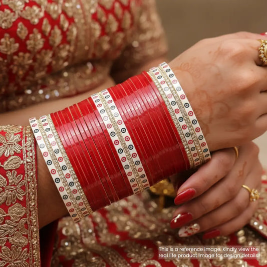 Semi Pearl Red Chooda Set of 31
